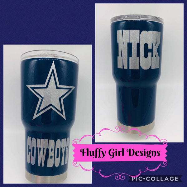 Cowboys, Tumbler, Cowboys Cup, Cowboys Tumbler, Glitter Tumbler, Glitter, Gift, Birthday, Father's Day, Sports, Sports Cup, Football