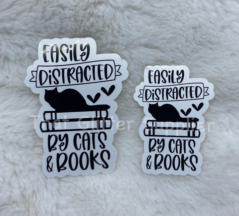 Easily Distracted by Cats and Books Stickers