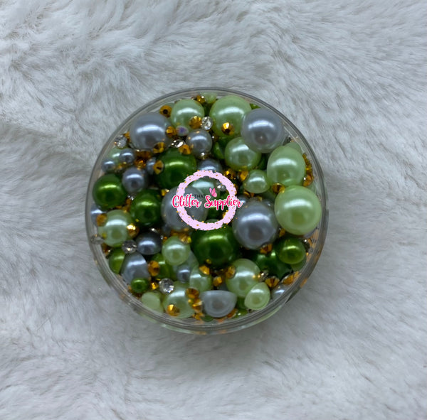 Green and Gold Pearl Rhinestones