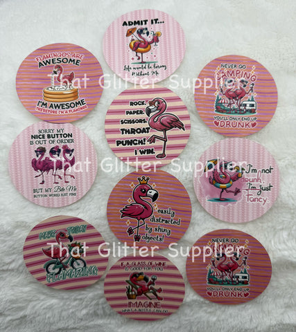 Sarcastic Flamingo Cardstock Rounds