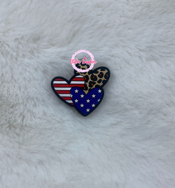 Patriotic Hearts Focal Beads