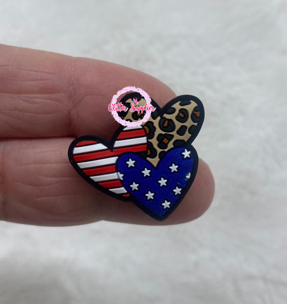 Patriotic Hearts Focal Beads