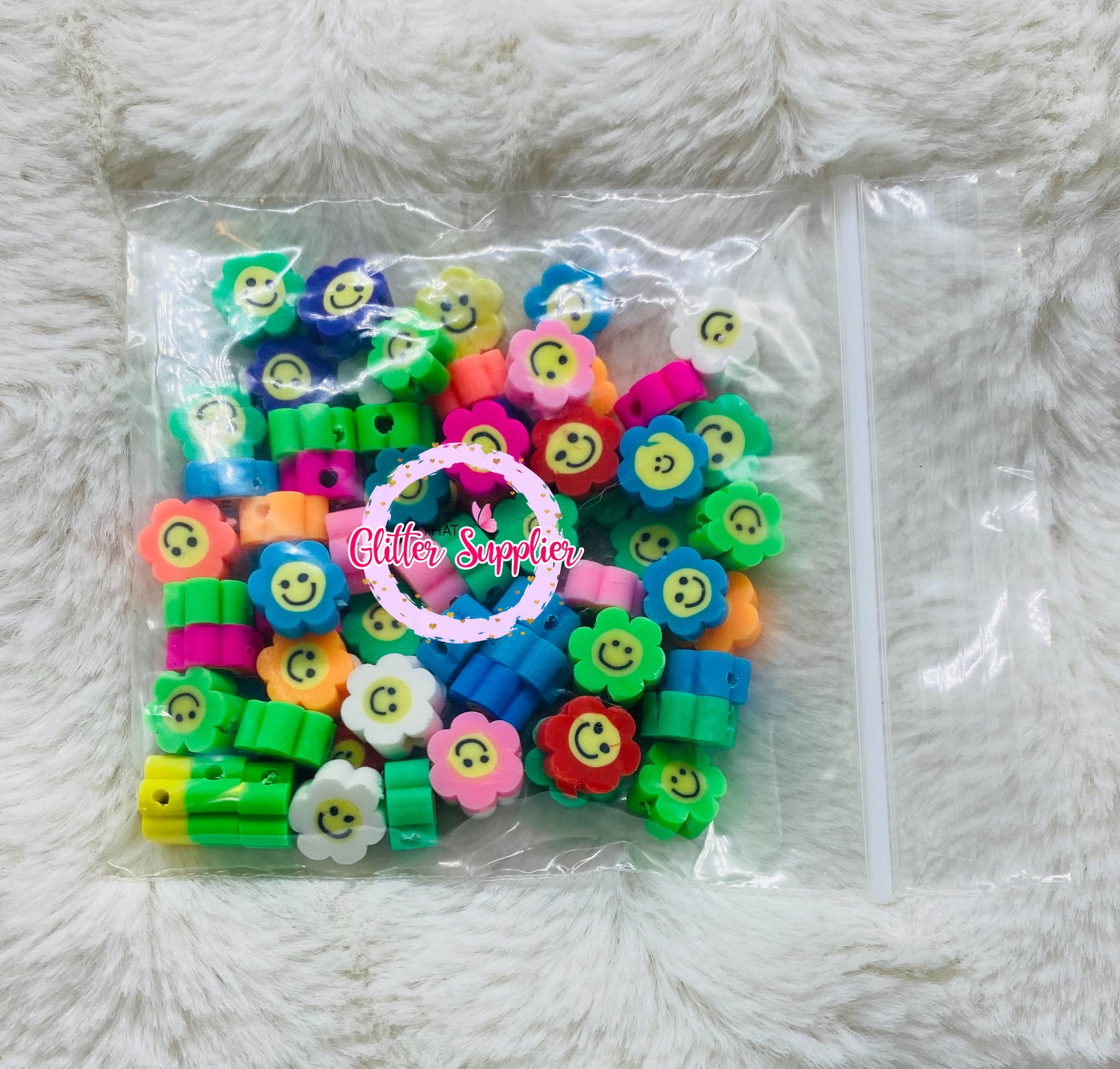 Happy Face Flower Polymer Beads