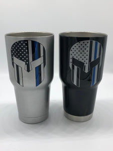 Blue Lives Matter, Thin Blue Line, Cup, Punisher Cup, Skull Cup, Police Cup, Sheriff Cup, Cop Cup, Thin Blue Line Tumbler, Tumbler, Men's Cu