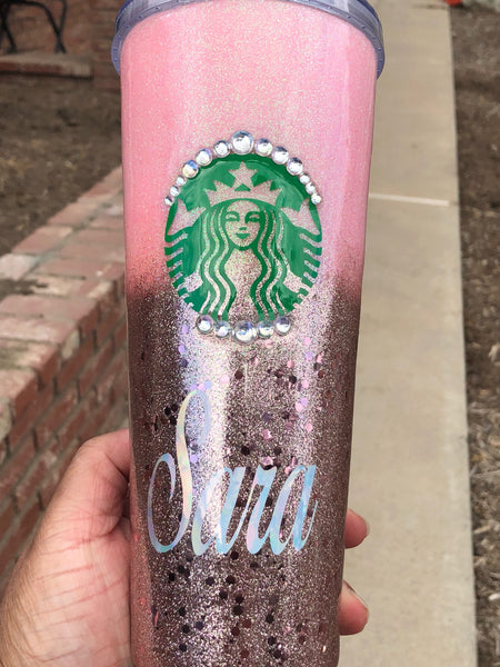 Glitter Cup, Starbucks Cup, Starbucks, Rose Gold Cup, Pink Cup, Coffee Cup, Tumbler, Tumbler with Straw