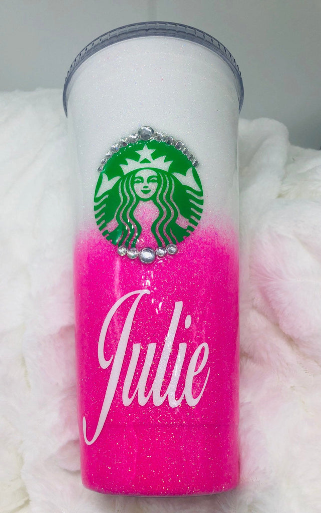 Starbucks Coffee/pink Sparkly Starbucks Tumbler/starbucks  Inspired/personalized Tumbler 
