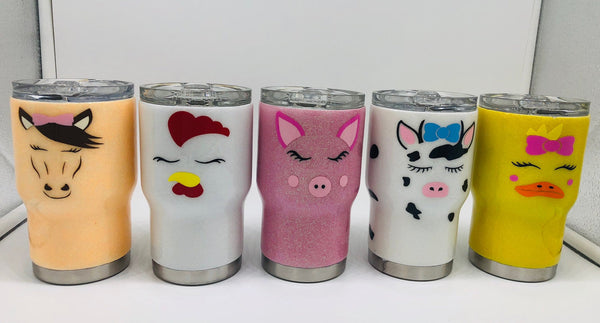 Glitter Cup, Glitter, Animal, Animal Cup, Duck, Horse, Cow, Pig, Chicken, Cow Cup, Gift, Tumbler , Cup, Barn Cup, Yeti, Tumbler, Animal Face