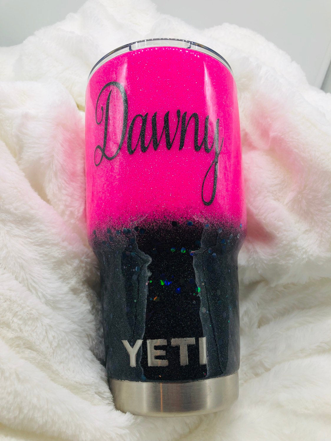 Glitter Pink Victorias Secret Yeti Tumbler, Personalized Tumbler, Monogram,  Yeti 