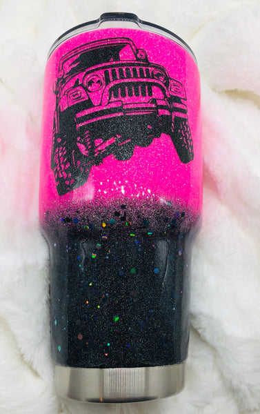 Glitter Cup, Glitter, Tumbler, Yeti, Ombre Tumbler, Cup, Pink Glitter Cup, Jeep, Jeep Cup,Pink Glitter, Girl, Gift, Girl Cup, Black Cup